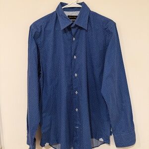 Massimo Dutti Shirt Mens M Navy Blue Cotton